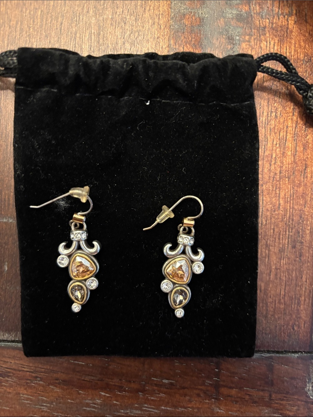 Brighton “Lioness” Two-tone (Gold/Silver Plated) Baroque Glam Drop Earrings